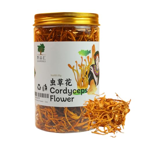 QIANPINHUI Cordyceps Flower Cordyceps Dried Flowers Mushroom Helps Reduce Fatigue,Increase Energy for Soup/Cooking/Cooling/Tea Making 3oz/85.05g - New Sealed Packaging