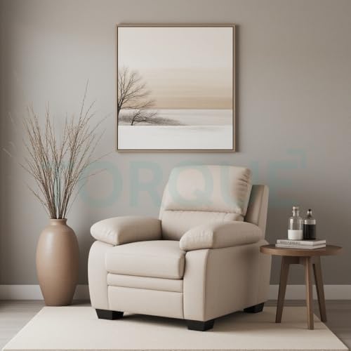 Image of Torque - Jett 1 Seater Sofa Chair (Beige) | Comfortable One Person Fabric Sofa 1 Seater Couch for Studio New Home Festival Gift | 1 Year Warranty