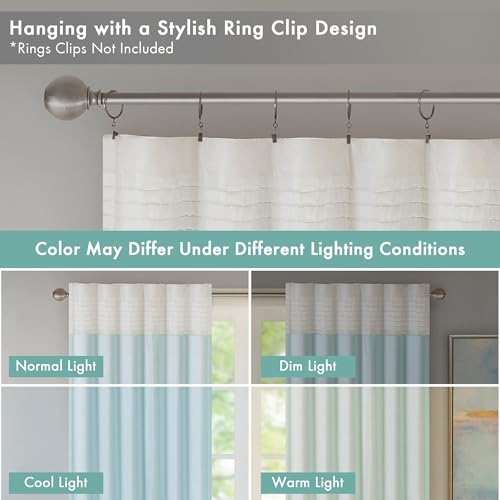 Madison Park Window Curtain Single Panel Faux Silk, Elegant Pleats, Rod Pocket Curtains for Living Room Privacy, Room Darkening Window Curtain for Bedroom and Dorm, Amherst, 50x84, Aqua - Image 5