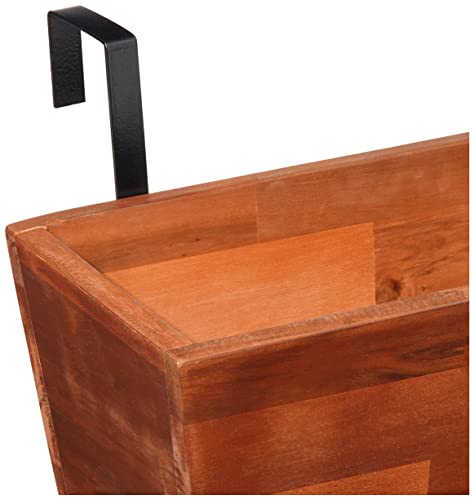 Amazon Aware Acacia Wood 18-Inch Hanging Rectangular Garden Planter, Brown, 2-Pack #TOP4