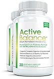 Active Balance: Maximum Strength Acidophilus Probiotics with Prebiotics | Digestive Enzymes with 50 Billion CFUs, Shelf Stable, Acid & Bile Resistant for Optimal Gut Health, 2 Bottles, 30 Caps Each