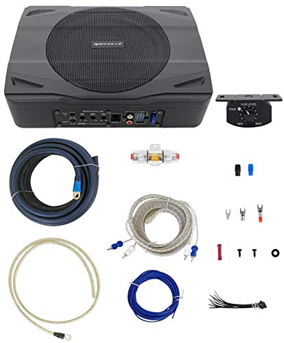 Rockville SS8P 400 Watt Slim Under-Seat Powered Car/Truck Subwoofer Sub+Amp Kit