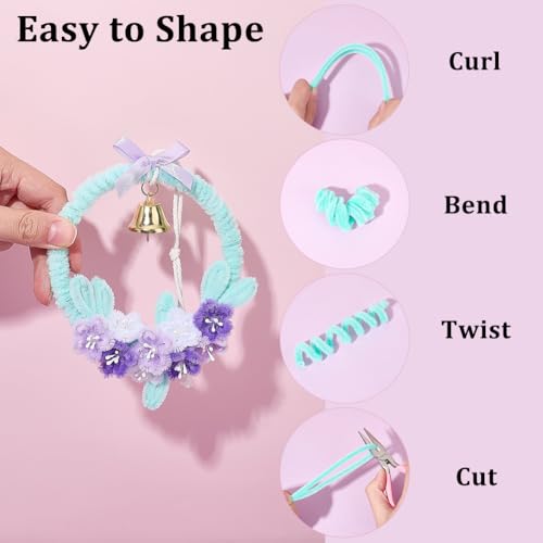 SUNNYCLUE DIY 6 Set 302 Teiliges Pfeifenreiniger Set Floridnpfeifenreiniger FrühlingsFloridnkranz Schleife Glocke Dicke Flauschige Pfeifenreiniger Basteln Mit Videoanleitung Für DIY Kunsthandwerk Krea