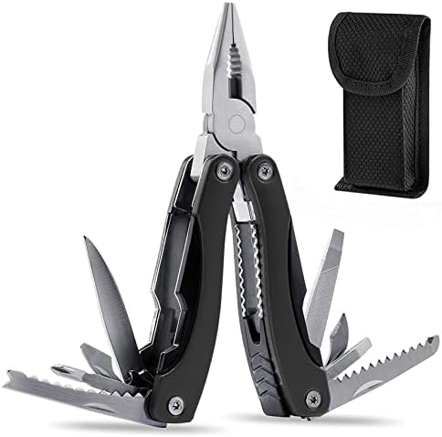 Wlikn マルチツール 多機能ペンチ 12-in-1 マルチプライヤー 折畳みペンチ 万能ナイフ サバイバルツール プライヤー ワイヤーカッター ノコギリ ドライバー 栓抜き 缶切り ヤスリ ポケットツール 携帯出来る工具箱 ステンレス製 収納ケース付き アウトドア／キャンプ／防災／登山／サバイバル／釣り/DIY