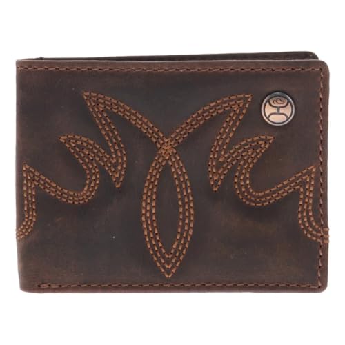 Image of HOOEY Wyatt Brown Leather Front Pocket Bifold Wallet | Western Cowboy Wallet for Men