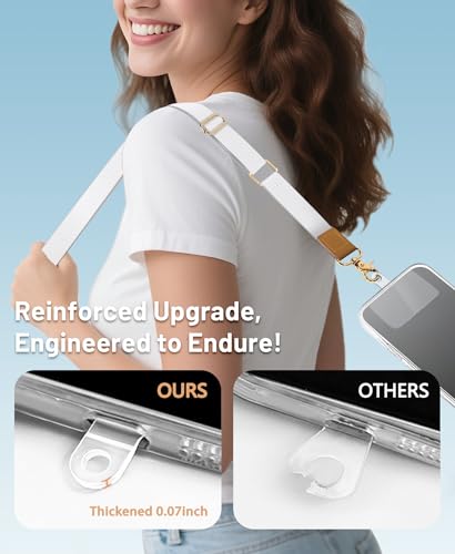 Image of Yonlevres Phone Lanyard Crossbody Strap Wrist Neck Adjustable Women White | Cell Phone Lanyard for Travel Cruise Daily, Hands-free, Fit Keys ID Badge, for Full-coverage Phone Case, Accessories, Gifts