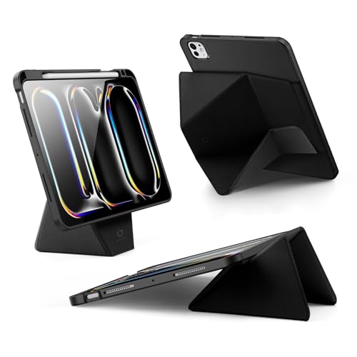 Image of ProElite Versatile Tablet Stand case for Apple iPad Pro 11 inch 2024 /2025 M4 /M5 5th /6th Gen, Smart flip Case with Stable Stands with Pencil Holder for iPad Pro 11 M4 /M5, Black