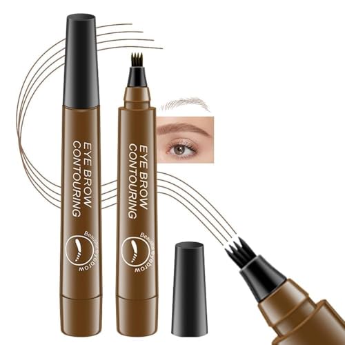 Image of Eyebrow Pencil, Waterproof Microblading Eyebrow Pencil with a Micro-Fork Tip Applicator Creates Black Fine Sketch Liquid Eye Brow Tattoo Tint Pen (brown)
