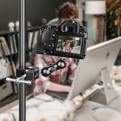 Image of Super Camera Clamp Mount for Bike, Screen Monitor & Action Camera with 360 Degree Ball Head Magic arm Accessories 1 /4 inch and 3 /8 inch for Canon Nikon DSLR Camera /Go pro /LED Lights (Only Mount)
