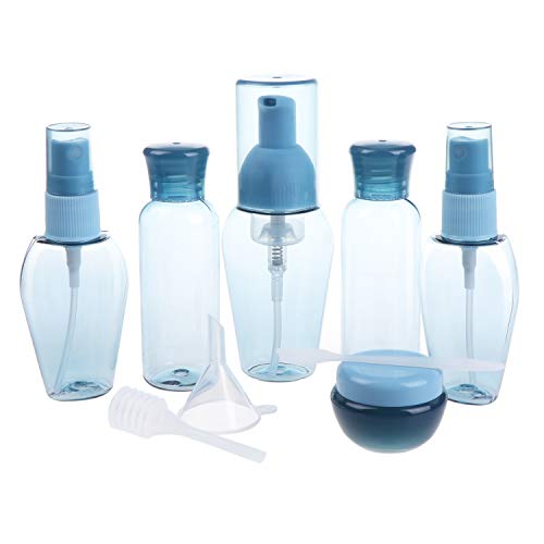 Preisvergleich Produktbild Coolty 9 Stück Reiseflaschen Leere nachfüllbare Kosmetik-Container für Shampoo, Flüssigkeit Tragbare Air Travel Zubehöreme(Blau)