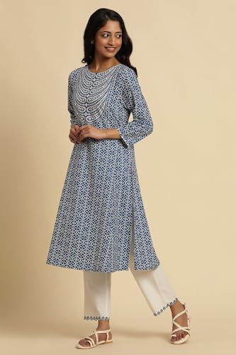 Image of W for Woman Women's Cotton Geometric Regular Kurta (24FEW10601-122996)