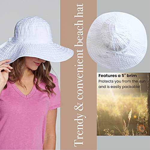 San Diego Hat Company Women’s Ribbon Large Brim Hat, Beach Hat for Women, One Size - White - Thumbnail 3