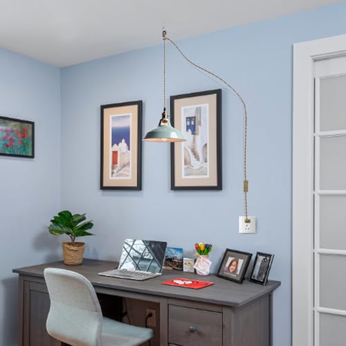 Image of YUBOLE Modern Macaron Plug-in Plendant Light,10.6-Inch Metal Barn Shade
