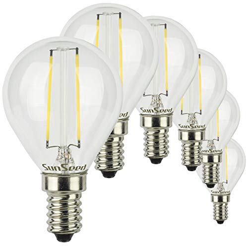 SUNSEED 6 X E14 2W (Equivalent to 25W) Sapphire Filament LED Golf Ball Light Bulb G45 Neutral White 4000K