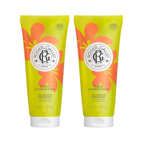 Roger&Gallet - Gel Douche Bienfaisant Fleur d'Osmanthus 200ml - Aloe Vera - Base lavante 100% d'origine végétale - Mousse Onctueuse (Lot de 2)