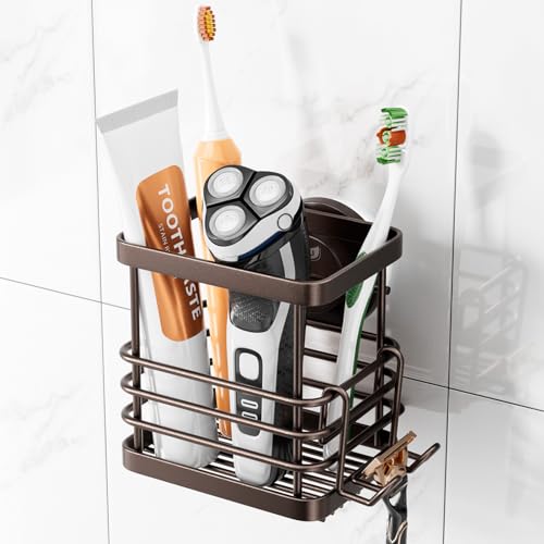 Image of TAILI Patented Suction Cup Toothbrush Holders for Bathrooms, Brown
