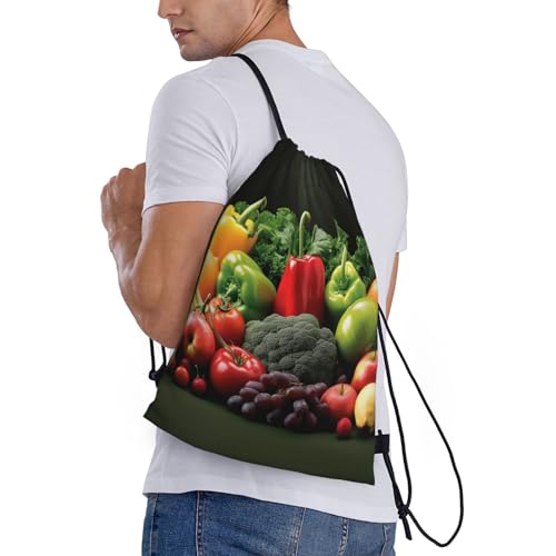 Fruits and vegetables Drawstring Backpack for Men Women Sports Sackpack Waterproof Gym Sack Draw String Cinch Bags Medium3