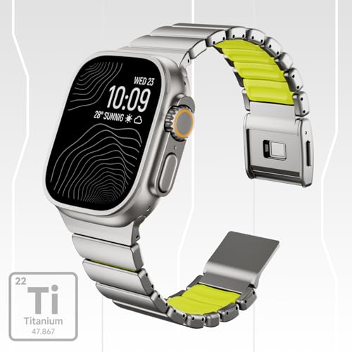 Image of Magnetic Titanium Band Compatible with Apple Watch Ultra 3 /2 /1 Band 49mm Series 11 10 46mm 45mm 44mm 42mm SE 3 /2 /1 9 8 7 6 5 4,Luxury Silicone Dual-Layer Link For iwatch Men Women