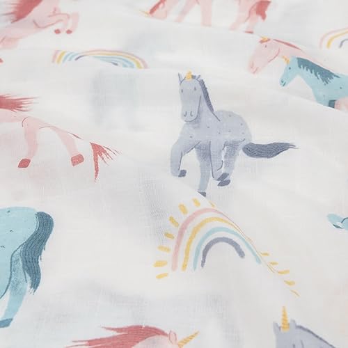 Image of Little Unicorn Standard Pillowcase 2 Pack | Super Soft & Breathable Muslin Fabric | Snug Envelope Closure | for Crib and Toddler Bed (Unicorns)