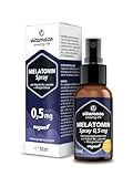 Melatonin Spray hochdosiert & vegan, 0,5 mg Melatonin pro Tagesdosis, 30 ml für 6 Monate, mit Lavendel Extrakt, Vitamin B6 und Minz Geschmack