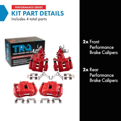 Image of TRQ Performance Front and Rear Brake Caliper Set Brackets Coated Compatible with 2004-2008 Acura TSX 2003-2007 Honda Accord