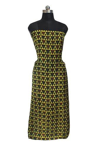 Image of Ethnics of Kutch Womens's Ajrakh Modal Silk Natural Dye Hand Block Print Unstitched Kurta Fabric