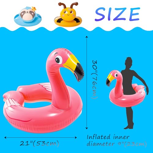 POPOYU 3Pcs Inflatable Pool Toys for Kids,Flamingo Bee Sloth Pool Inflatables Pool Floats,Swimming Pool Toys Swimming Rings for Summer Gift,Swimming Pool Beach Toys,Pool Party Decorations - Image 2
