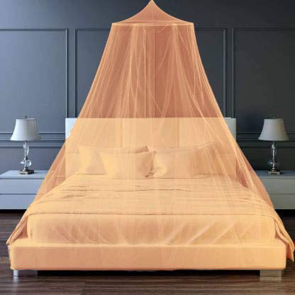 PreBuyNylon Adults Double Bad Round (7x7) Size Ceiling Hung Mosquito Net Pest Control Comfortable for Family 100% AIR Flow (King or Queen Size) Mosquito Net (Orange)