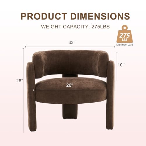 Sillón con tela suave y respaldo curvo Chocolate miniatura 2