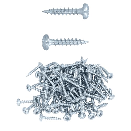 HELPMATE - Holzverbinderschrauben 4,0x20 galvanisch verzinkt - 100 Stück Universalschrauben Linsenkopf mit PZ2-Antrieb und Vollgewinde - Zur Befestigung von Beschlägen auf Holz