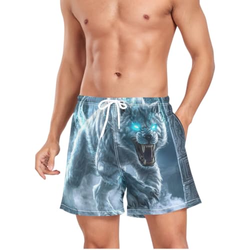 Bañador de secado rápido para hombre con estampado de tigre de fuego azul m