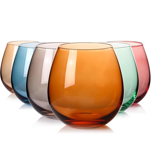 Comparison: Best Cellar Premium Stemless Glasses 5 ELERGIFTS Colored Stemless Wine Glasses Set of 6-15 oz Hand-Blown Crystal Colored Glassware, Multicolor Drinking Glasses, Wedding, Birthday, Christmas, Housewarming Gifts for Women