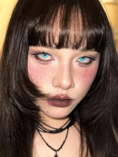 1 Paar Blau Monatslinsen Mit Stärke. 1-Month Kontaktlinsen ’Nebliger blauer Kristall’, leicht einzusetzend - Topqualität für Cosplays, Fasching, Karneval und Halloween (0.0 Dioptrien)