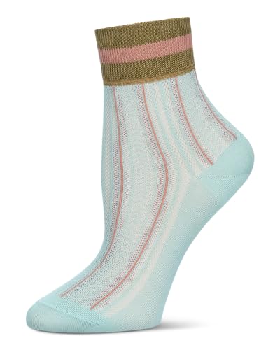 MeMoi Women's Sheer Openwork Retro Stripe Anklet Socks3