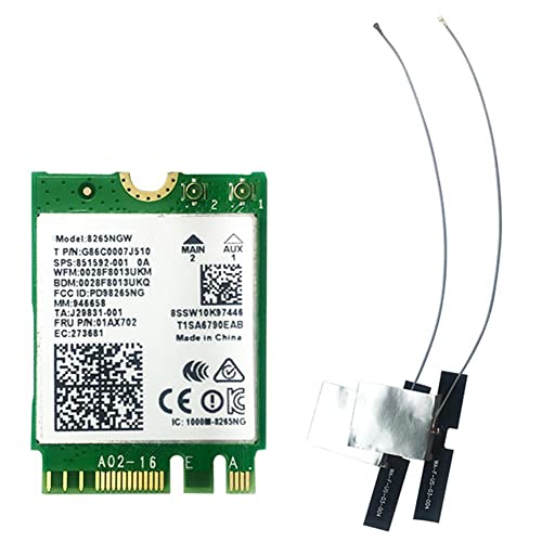  Quystetes Scheda di Rete Wireless AC8265 Scheda Wi-Fi M.2 Dual-Band da 2,4 GHz-5 GHz con Antenna Flessibile di Generazione IPEX4 per Nano