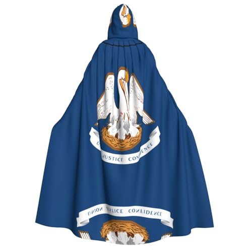 KKAFGBV Bata con capucha para adultos de Halloween con la bandera del estado de Luisiana, unisex, adecuada para cosplay de Navidad