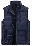Picture of Vcansion Men's Winter Warm Puffer Vest Quilted Padded Sleeveless Jacket Blue US M/Asian 3XL