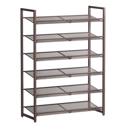 Image of 6-Tier Metal Large Shoe Rack,Tall Shoe Rack for Closet,entryway,Garage, with Adjustable Flat or Angled Shelves, Hold 20-26 Pairs Shoes