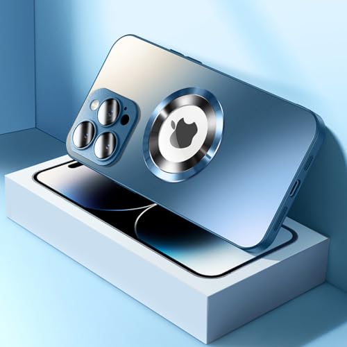 Verre Trempé Mat iPhone 12 LVTFCO Étui Magnétique Bleu Marine