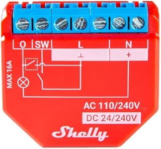 Shelly Plus 1PM UL | WiFi & Bluetooth Smart Relay Switch with Power Metering Function| Home Automation| Compatible with Alexa & Google Home| iOS Android App|No Hub Required | Wireless Lighting Control