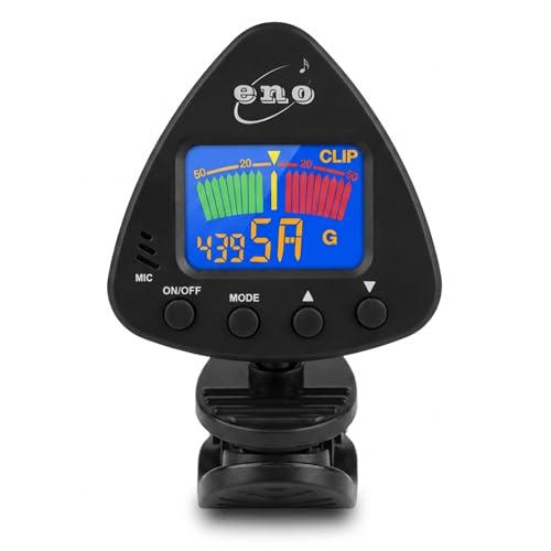 ENO 20537 Clip on Guitar Tuner Clip on Ukulele Tuner Bass Tuner Violin Tuner Chromatic Tuner with Battery Included