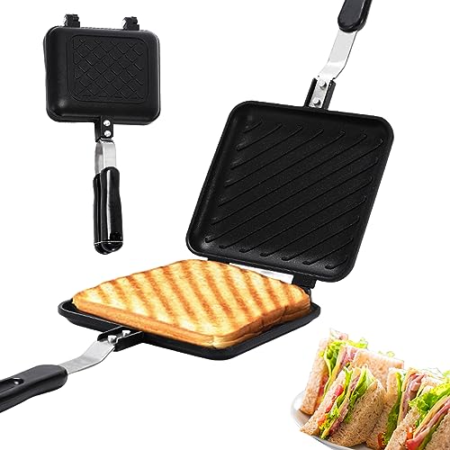 Peosaard Toasted Sandwich Maker Non-Stick Camping Toaster Quick Heating Toastie Maker Double Sided Sandwich Press with Non Slip Anti-Scald Handle for Bread Breakfast, Sandwich Press