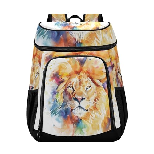 Lion Rainbow Tie Dye Cooler Backpack Cooler Insulated Leak Proof Lunch Backpack 36 Cans Waterproof Soft for Men Women Picnic Hiking Camping Beach
