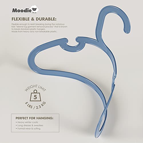 Moodie MOOD-HNGRS-25 Recycled Plastic Kids Hangers | 13.5 Inch Heavy Duty Kids Clothes Hangers thumb #6