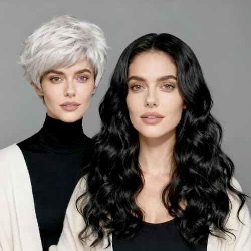 Daluse 2Pc Set 6-inch and 26-inch Synthetic Wigs for Women,