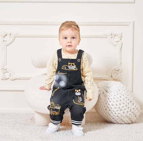 Image of Cute Baby Boy Clothes Suit Toddler Boys' Striped Long Sleeve T-Shirt+Denim Overalls Jumpsuit Pants Outfits Sets