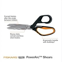 Fiskars Pro 8" PowerArc Shop Shears, Heavy Duty Serrated Utility Scissors — image 2