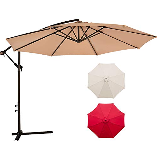 FDW Patio Umbrella Offset Patio Umbrella with Base Outdoor Umbrella Cantilever Market Deck