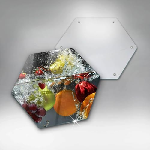Protection plaque induction Wallfluent 40cm avec planche à découper hectagonale fruits - 6