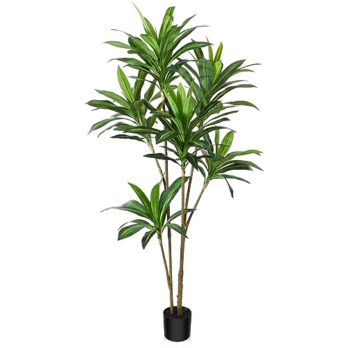CROSOFMI Drácena Artificial 180cm Plantas Artificiales Decorativas Fake Tropical Plants Plástico de Interior y Exterior Decoración para Hogar Oficina Casa Balcón Dormitorio